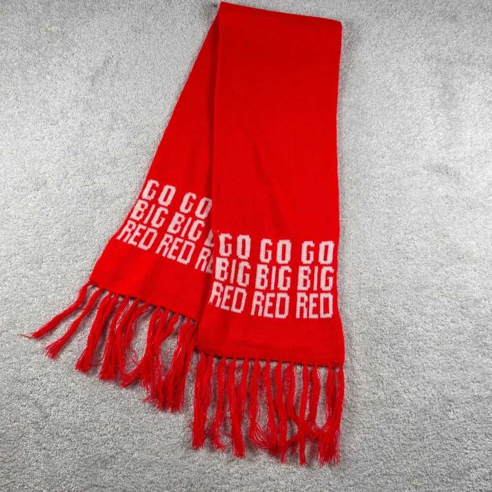 Nebraska Huskers Scarf Vtg 80s Adult OS Red Go Big Red Fan Knit Fringe Football
